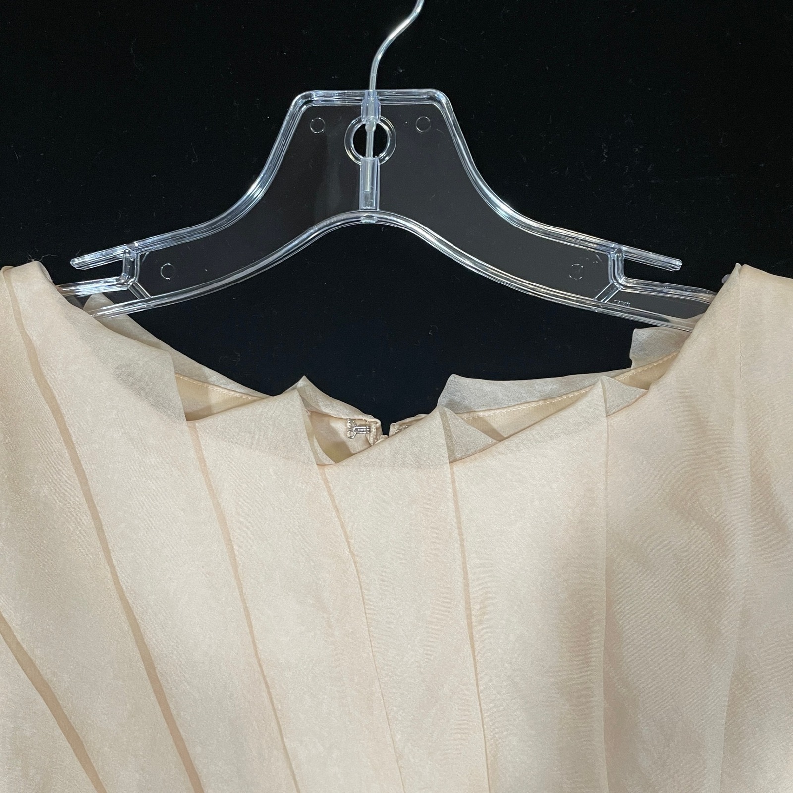 Christian Cota 100% Silk Mini Dress Sunburst Pleated Champagne Nude Cocktail 4 — image 4 of 7